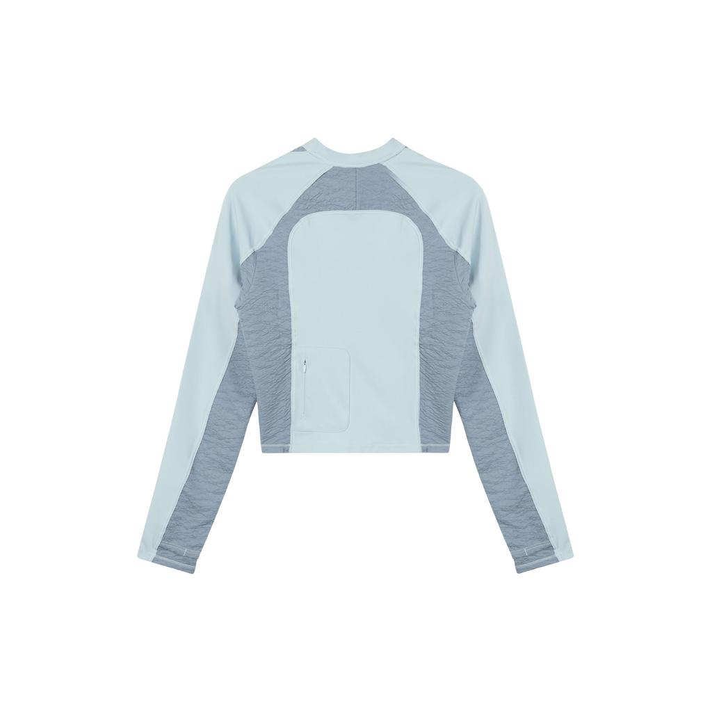 Nike Color Blocked Half High Neck Casual Quick Dry Running Long Sleeve Raglan T-Shirt Women Tops Light-Blue FN4707-440