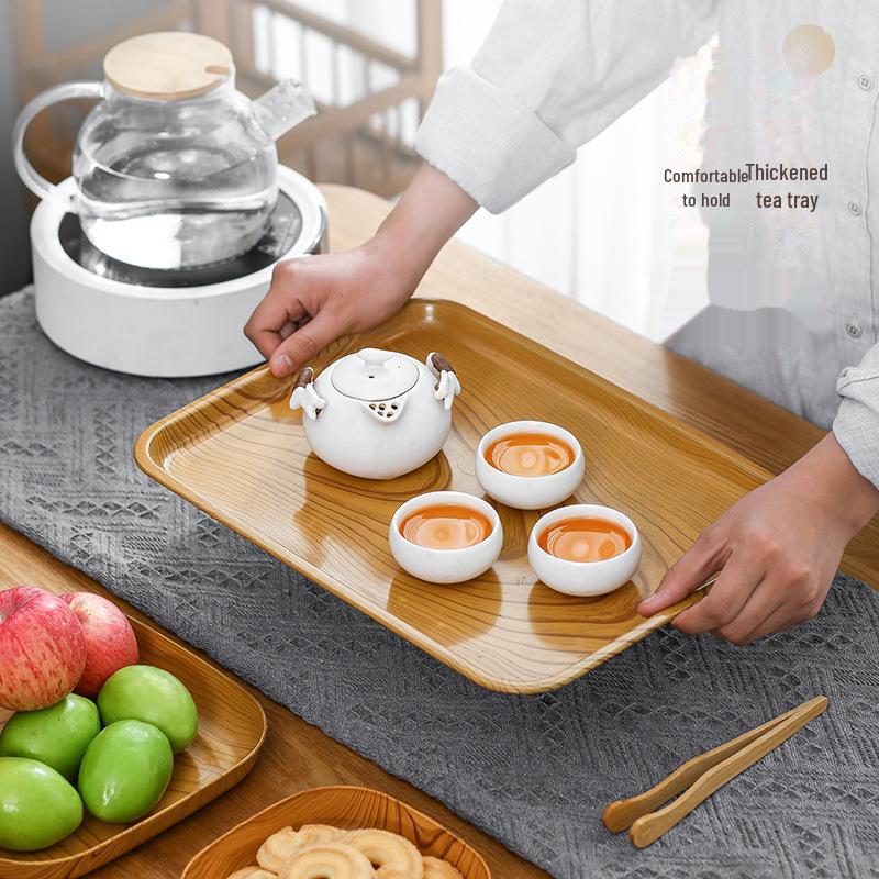 Chinese Melamine Wood Grain Square Snack Tray