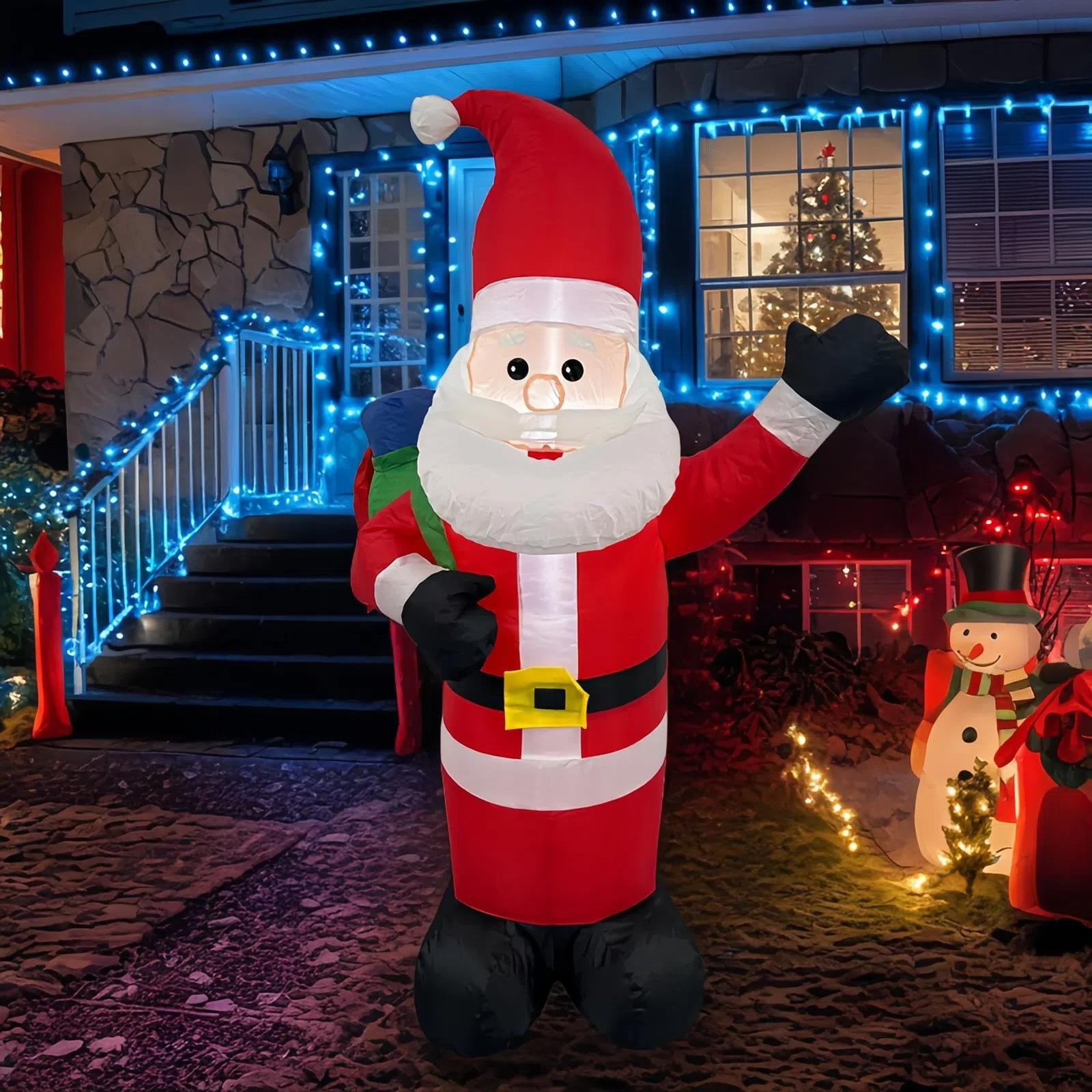 

Рождественские надувные украшения Санта-Клауса, уличные украшения, светящиеся, праздничное оформление, новинка