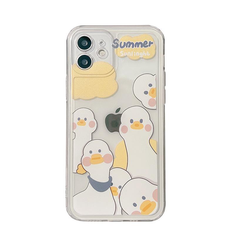 Cute Duck IPhone 16 Mobile Phone Case 14 Apple 15 Protective Case 13pro Max Suitable for Soft 12 Painted X Original 11