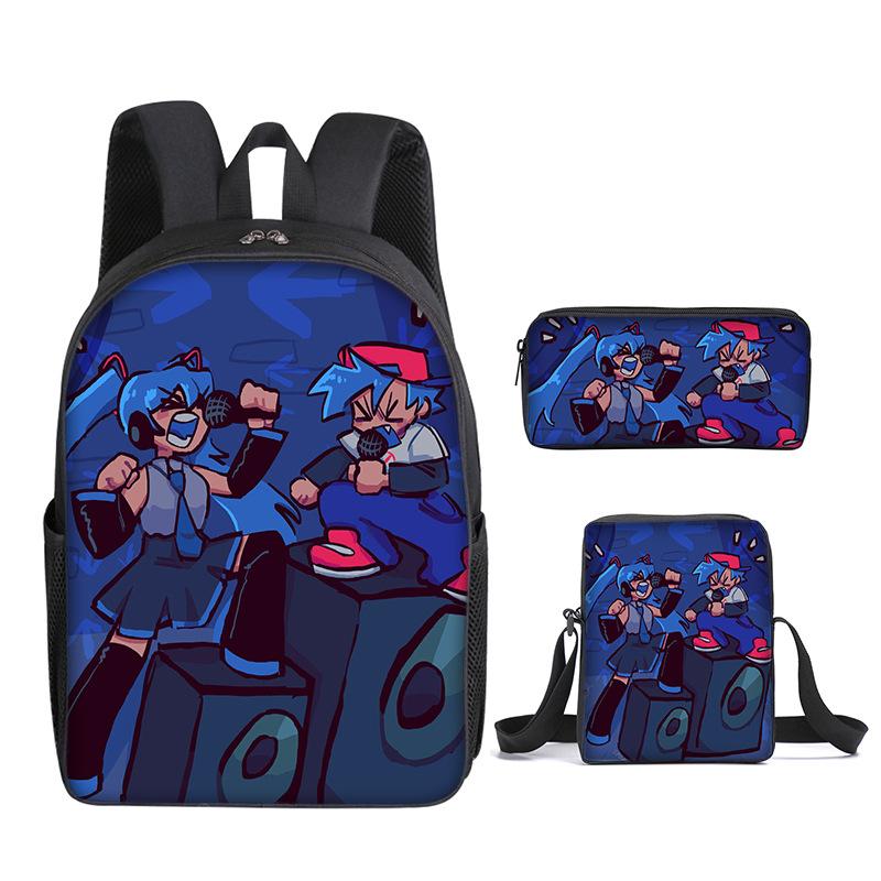 Classic Funny Friday Night Funkin 3D Print 3pcs/Set Pupil School Bags Laptop Daypack Backpack Inclined Shoulder Bag Pencil Case