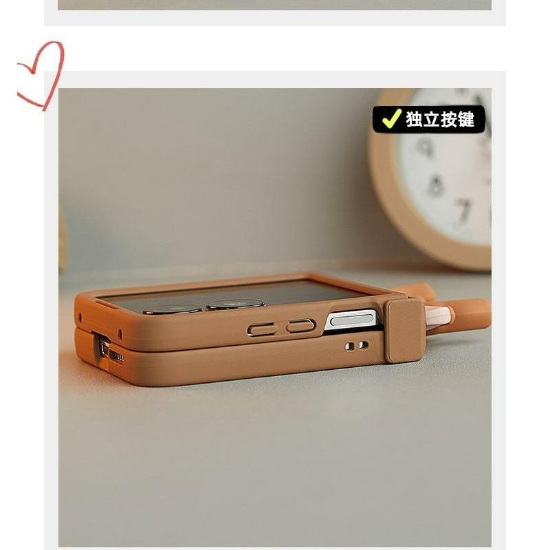 Flip Cute Case For Samsung Galaxy Z Flip 6 5/Xiaomi Mix Flip/Oppo Find N3 N2 Flip/Motorola Razr50 Case 3d Lantler Elk Funda Brown Cover