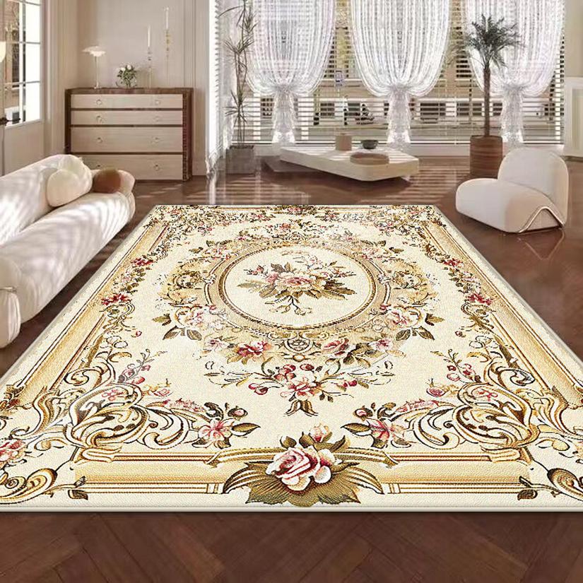 Europäisches Blumendesign Dekoration Zuhause Wohnzimmer Teppich Rutschfest Mädchenzimmer Dekor Schlafzimmer Teppich Weiche Sofa Tischmatte Leicht zu Reinigen