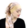 Women Satin Printed Turban Hat Stretch Wide-brimmed Nightcap Fashion Pre-tie Turban Wrap Head Cap Casual Durag Pirate Hat