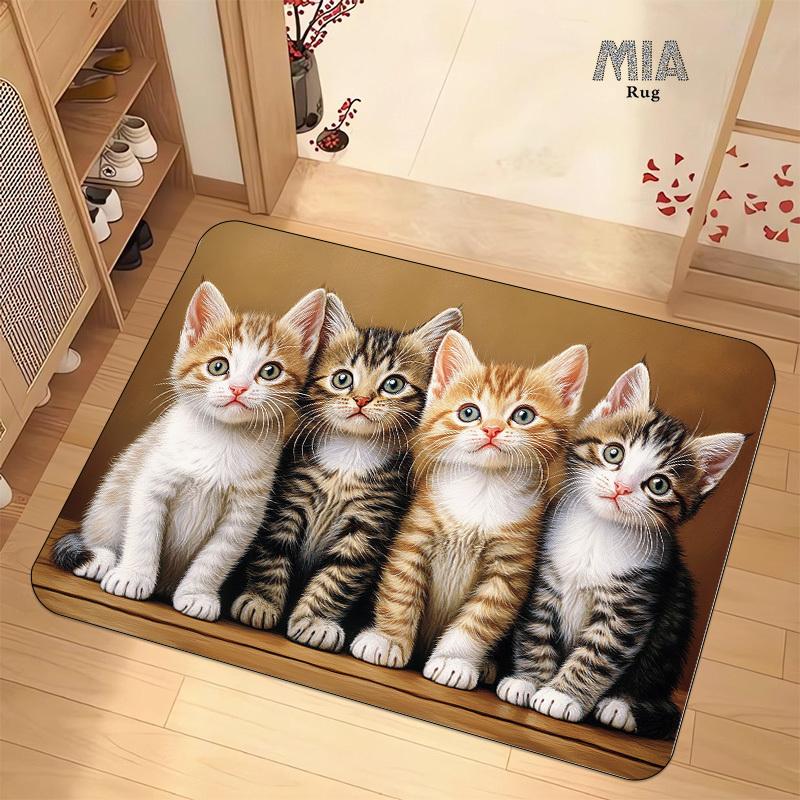 

VIKAMA Cartoon Four Cats Rug Soft Doormat for Shoe Removal at Entrance Welcome Mat Carpet For Live Room Rug For Bedroom Home Dec 40X60CM (1.3X2FT