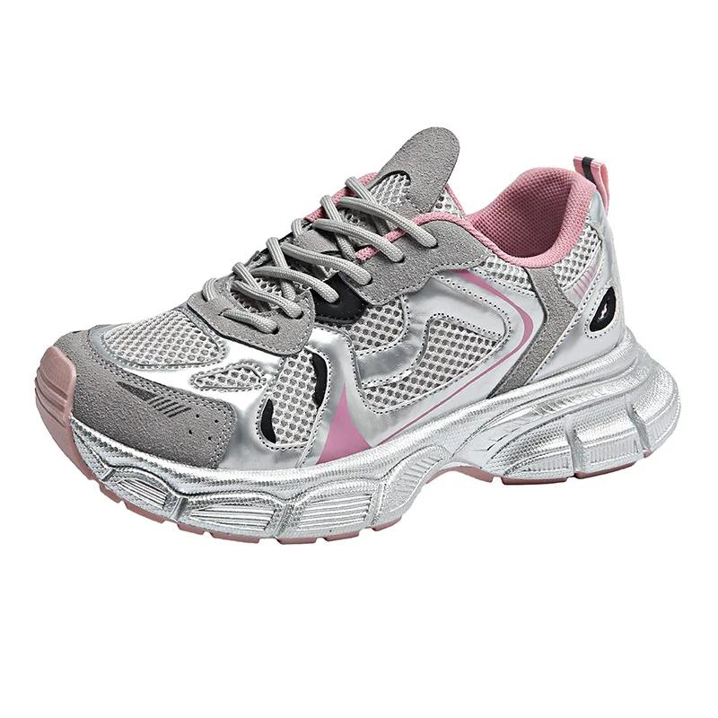 

2024 Новые дышащие вулканизированные туфли женские повседневные кроссовки на платформе летние толстые низкие кроссовки большие кроссовки 40 розовый