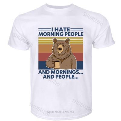 Lustige Top T-Shirts Herren T-Shirt Herren Luxus Baumwoll T-Shirt Bär Das ist was ich tue Kaffee trinken Leute hassen Dinge wissen Vintage Ausschnitt