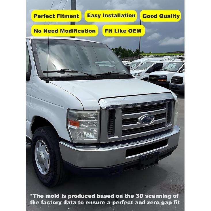 Front License Plate Frame Compatible with 2008-2014 Ford E-150 / E-250, 2008-2024 Ford E-350 Super Duty/E-450 Super Duty Front Bumper License Plate