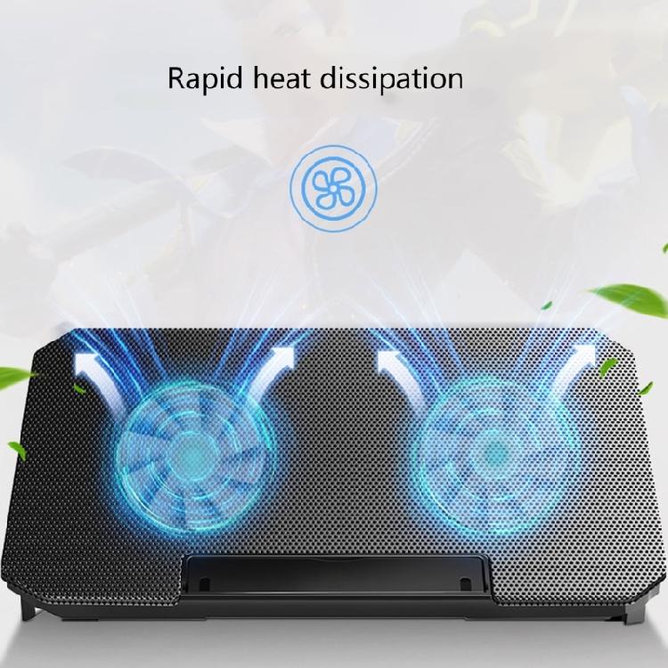 Foldable Adjustable Laptop Cooling Pad with 2 Quiet Fan For Notebook With Adjustable Heights And USB Connection