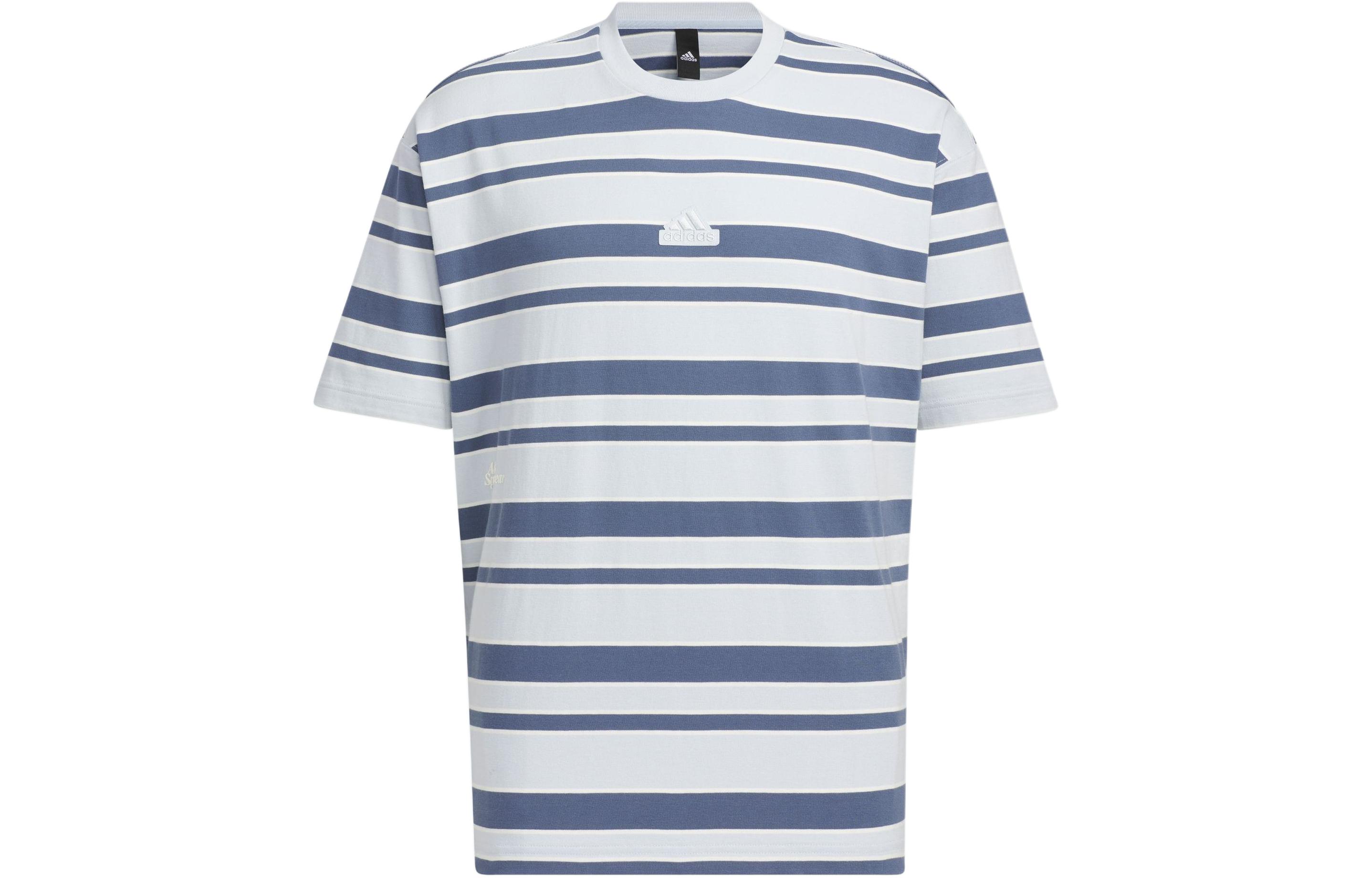 Adidas Logo Stripe T-shirt Asia Sizing  Grey Navy  IT3929 XL