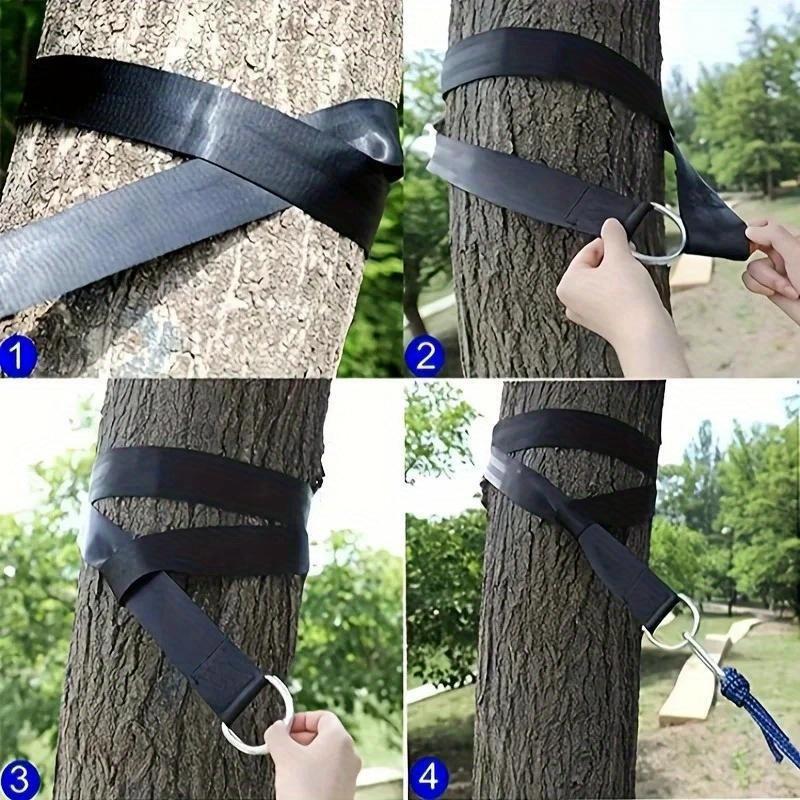 Heavy Duty Nylon Swing Rope Straps, Outdoor Hammock Hanging Kit with Carabiners, Adjustable Tree Swing Connecting Straps