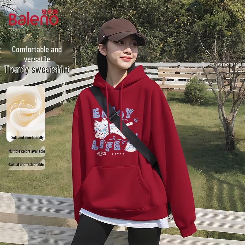Baleno Women's Letter Cat Hooded Sweatshirt