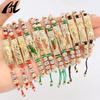 H826 Religious Figure Zircon Gold Plated Brass Bracelets with Enamel Color Pendants Adjustable Red/Green/Black Rope Unisex Gift