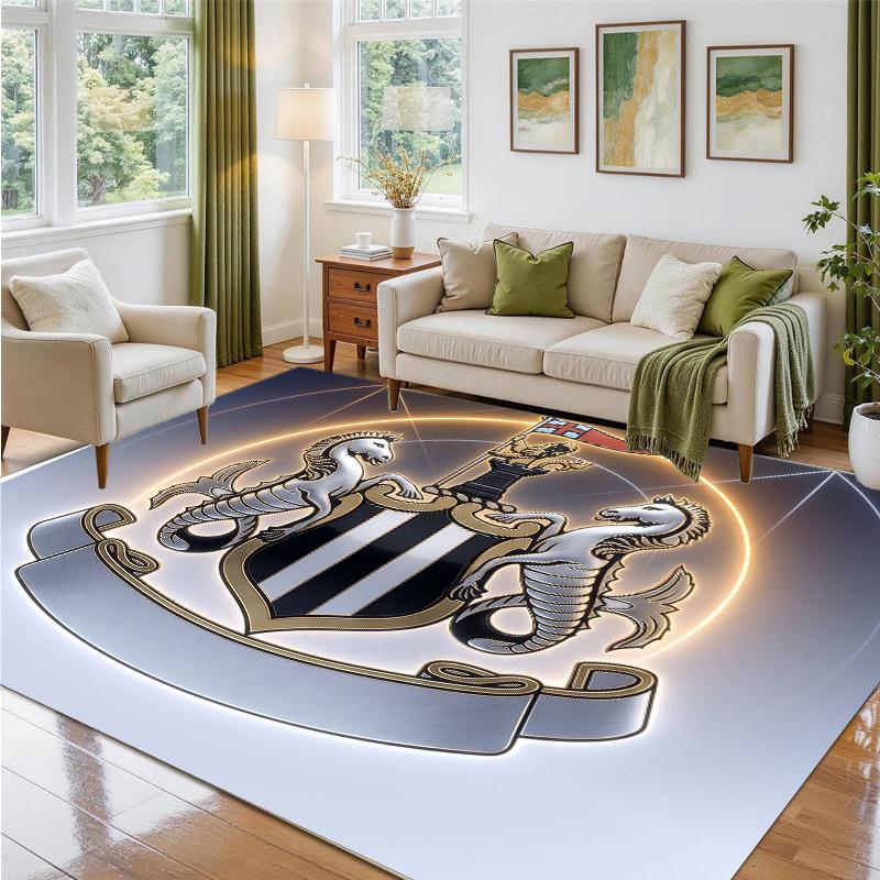 Newcastle United Football Design Crystal Velvet Rug Soft Decorative Mat for Bedroom Entrance