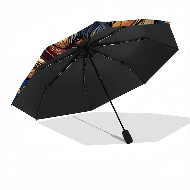 Glass Yorkshire Terrier pattern umbrella, portable and foldable design, 8 ribs, a casual accessory for Halloween, Christmas, and birthday gifts.