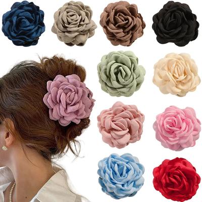 Haarklammern aus Sweatstoff mittlerer Größe in 16 Farben, Baumwollstoff, Rosenblüte, Haarklammern für Frauen, koreanischer Ctach-Haarclip, Haar-Accessoires