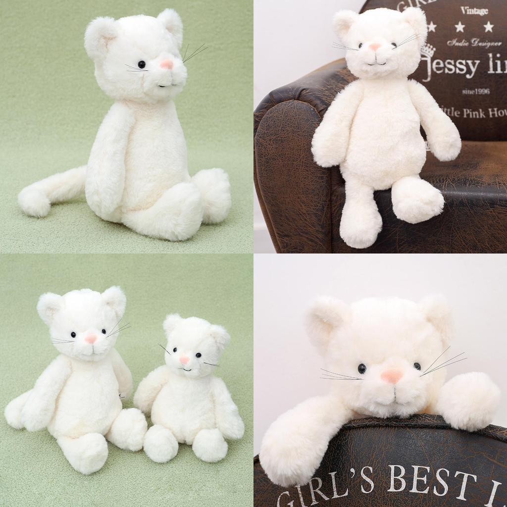 Cute White Cat Plush Toy With Pp Cotton Filling For Kids Gift And Comfort