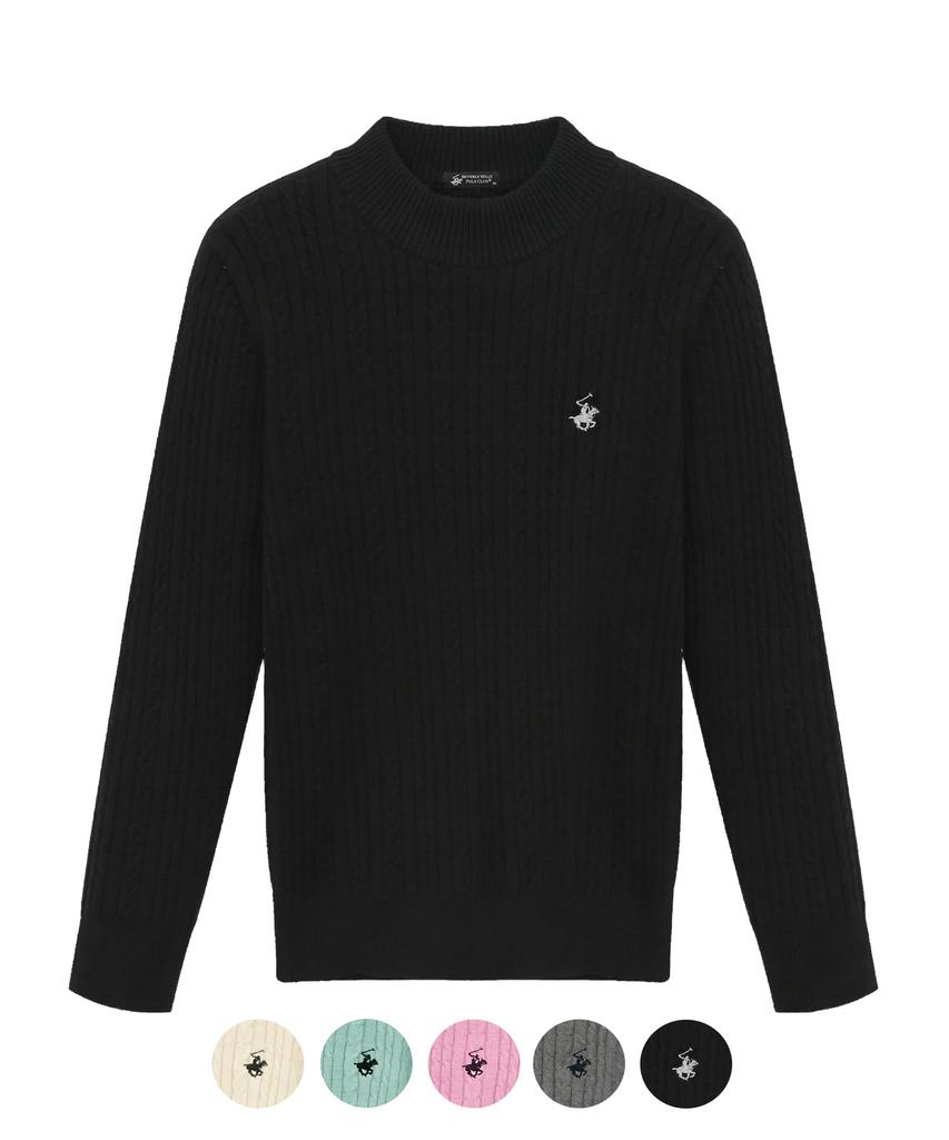 BHPOLOCLUB Women'S Cable Round Neck Slim Fit Knit 5 Colors Tk321 (Type B)