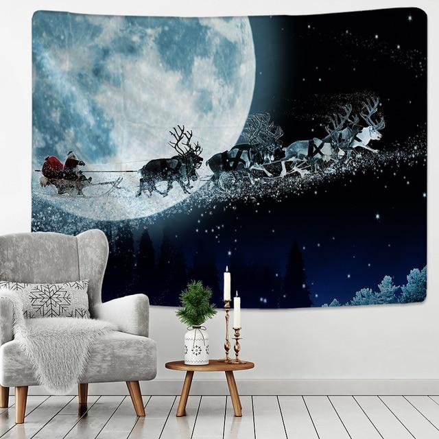 

Рождественский гобелен с оленями, Рождественский настенный подвесной плед, коврик, фон, украшение для дома, комнаты, подарок 95x73cm