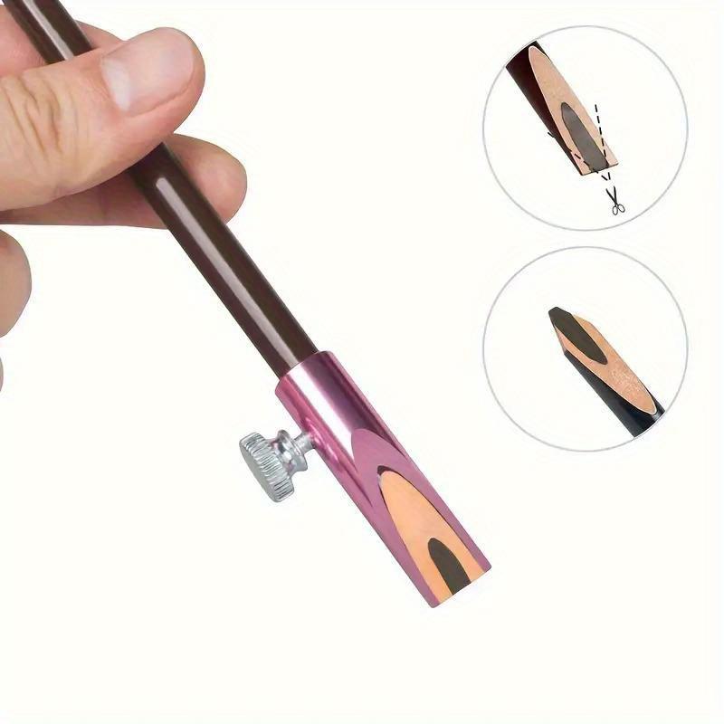 1 Stück Brauenstift-Anspitzer Zylindrischer Metall-U-förmiger Brauenstift-Anspitzer Mit Zweiseitigem Kartenschlitz