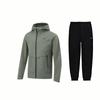 Water-Resistant Windbreaker Jacket With Hood And Letter Zipper Long Sleeve Comfortable Pants Casual Sports Suit AFDU951-4+AKLSC99-1