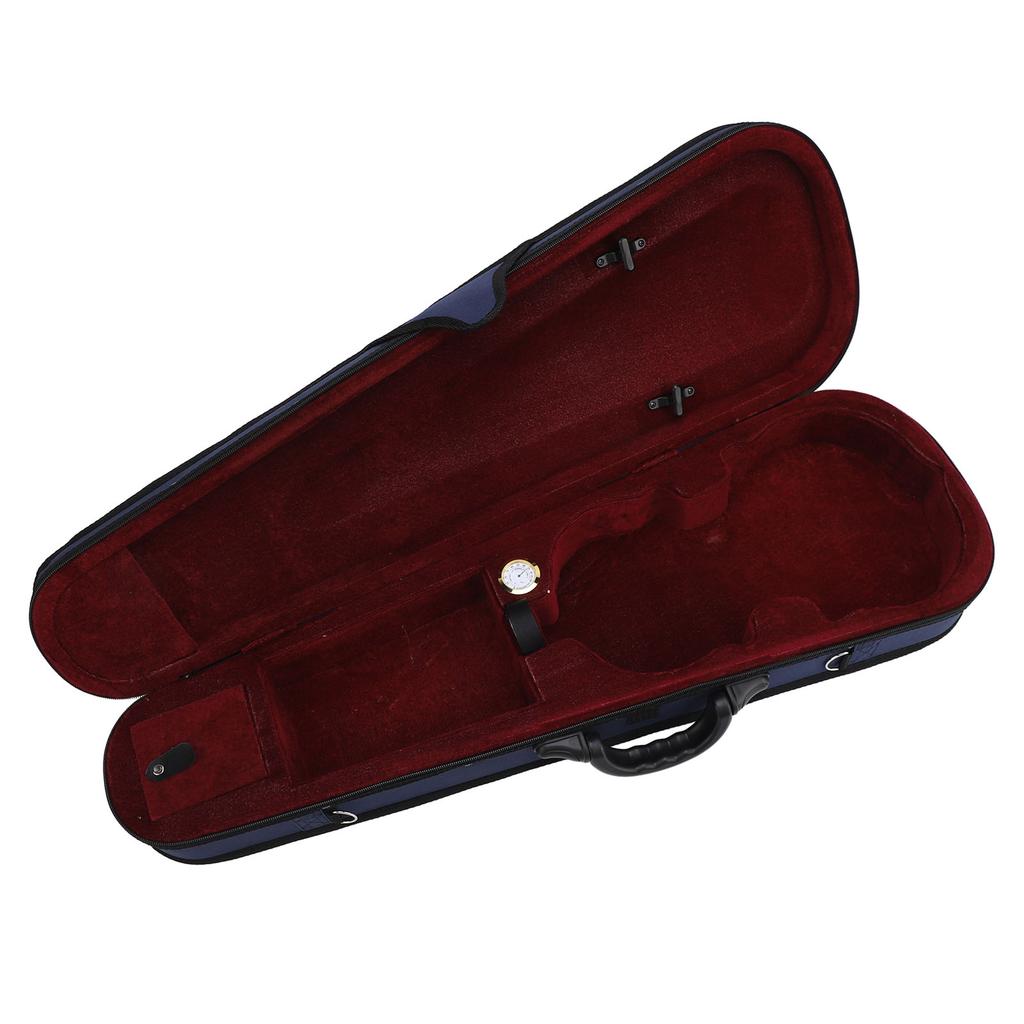 Violin Case 3 Layer Protecting Lightweight Pressure Resistant Triangular Violin Travel Box with Humidity Meter Red