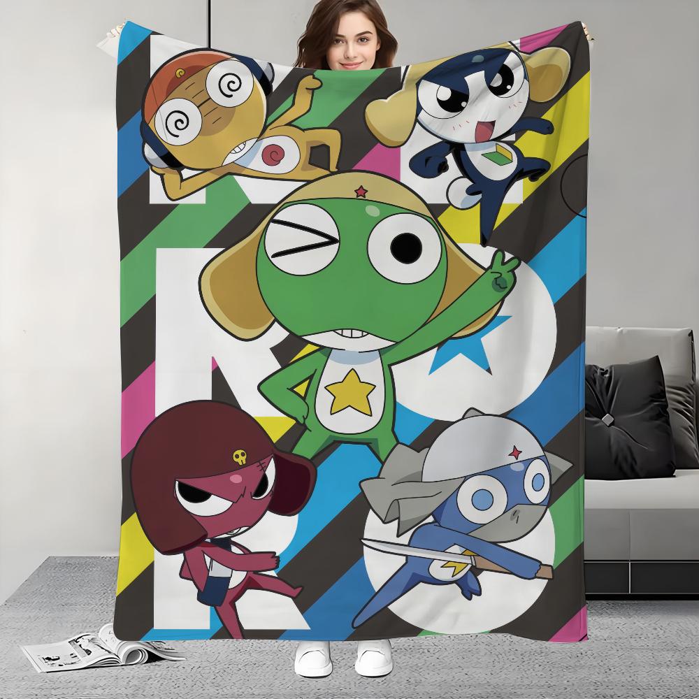 Funny Cartoon Keroro Gunsou Frog Blanket Design Lightweight  For Dorms, Naps, Living Room, Office,Sofa,All-Season