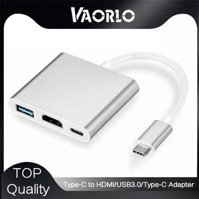 VAORLO USB Typ-C Hub Adapter 3-in-1 USB C hub zu HDMI-kompatibel USB 3,0 Weibliche Adapter digital AV Multiport Adapter