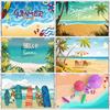 BEPAN Summer Seaside Skateboard Coconut Tree Banner Background Customizable Pool Birthday Partydecoration Background Room Poster Props