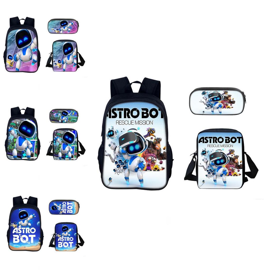 Astro Bot Space Robot Kids School Backpack Set With Cartoon Print For Elementary Students