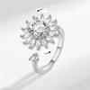 Mote Fidget Spinner Ring Angst for Kvinner Flere Krystall Solsikke Fingerringer Roter Anti Stress Zirkon Bryllupsgave