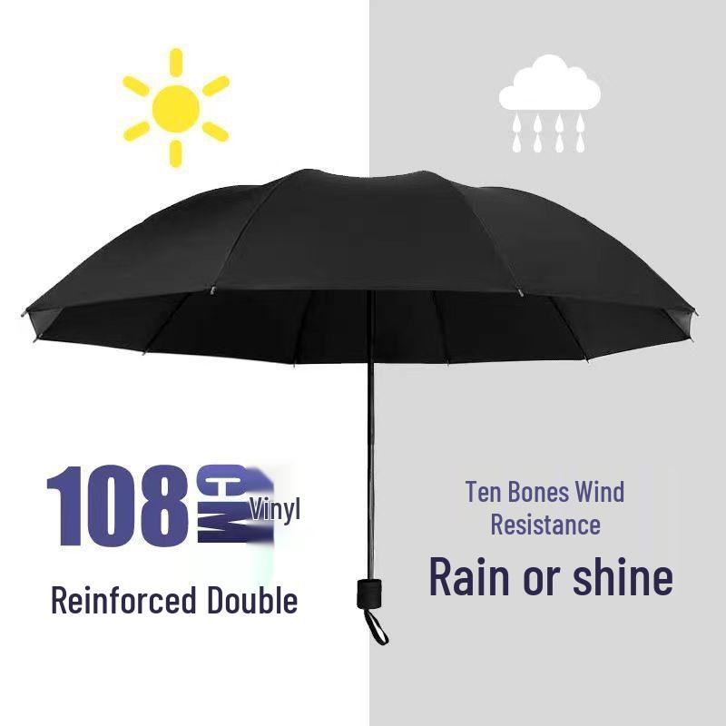 Dual-Use Extra Large Folding Umbrella - 12 Ribs for Sun and Rain Protection