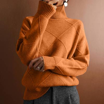 Women s Fashion Casual Fall Winter Solid Color Print Long Sleeve High Neck Sweaters S