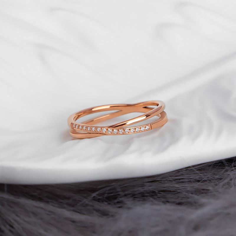 Elegant 2022 Korean Titanium Steel Diamond Ring for Women - Light Luxury with Unique and Exquisite Design