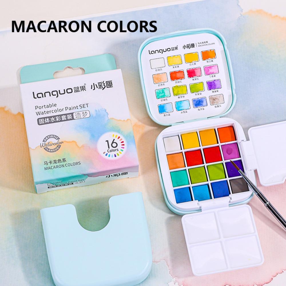 16 Colors Watercolor Sets Mini Painting Pigments  for Art Drawing Sketching