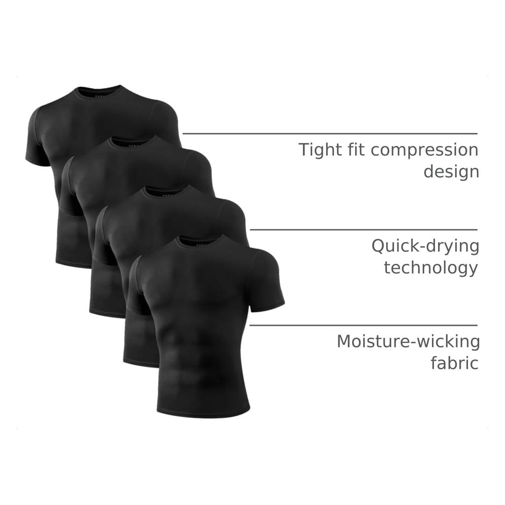 Men's Compression Shirts 1 Pack, Workout Gym Shirt Short Sleeve