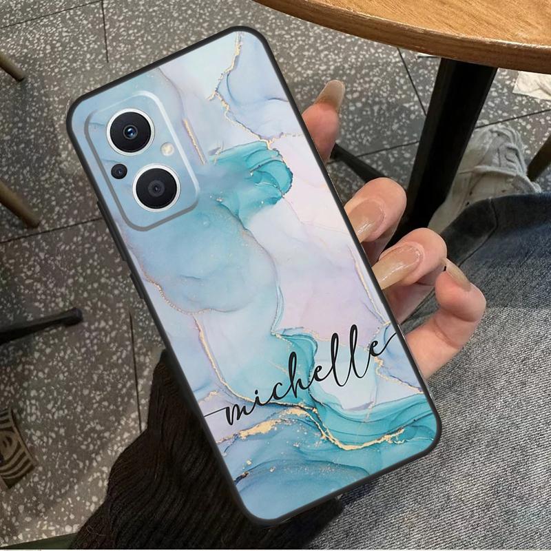Personalisierte Marmor-Initialen-Name Hülle Für OPPO Reno 8T 2Z 4Z 5Z 10 4 5 6 7 8 Lite OPPO Find X2 X3 Neo X6 Pro X5 Lite Hülle