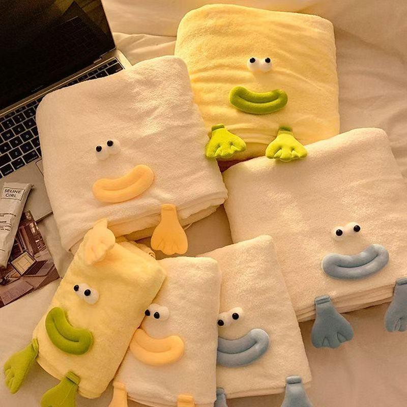 Nuovo Asciugamano in Pile Corallo con Paperella Cartone Animato - Morbido, Delicato sulla Pelle, per Viso e Bagno, per Studenti