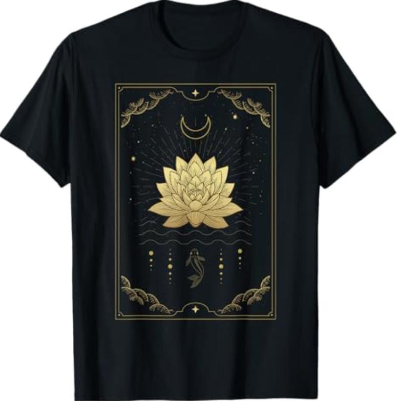 Lotus Flowers Blooming on Water Moon Tarot Card T-Shirt S разноцветный