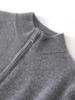 Men's Wool Cashmere Knit Zipper Cardigan - Autumn/Winter Warmth, Versatile Stand Collar, Loose Fit.