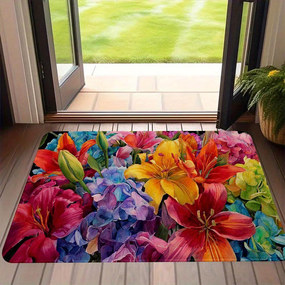 Modern Watercolor Door Mat Vibrant Colorful Soft Non-Slip Washable Kitchen Rug Bedroom Living Room Entrance Home Decor Floor Mat