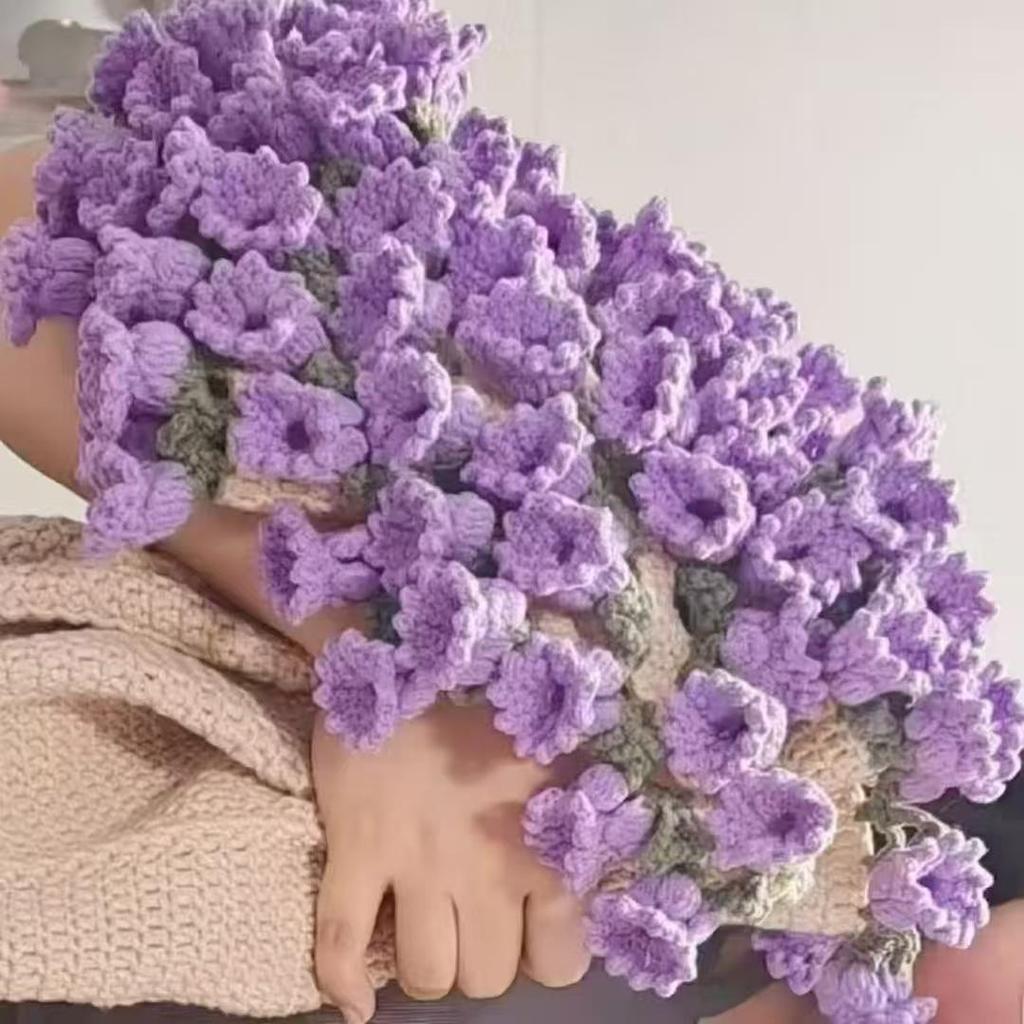 Hand-Knitted Rose Bouquet Crochet Blanket Shawl