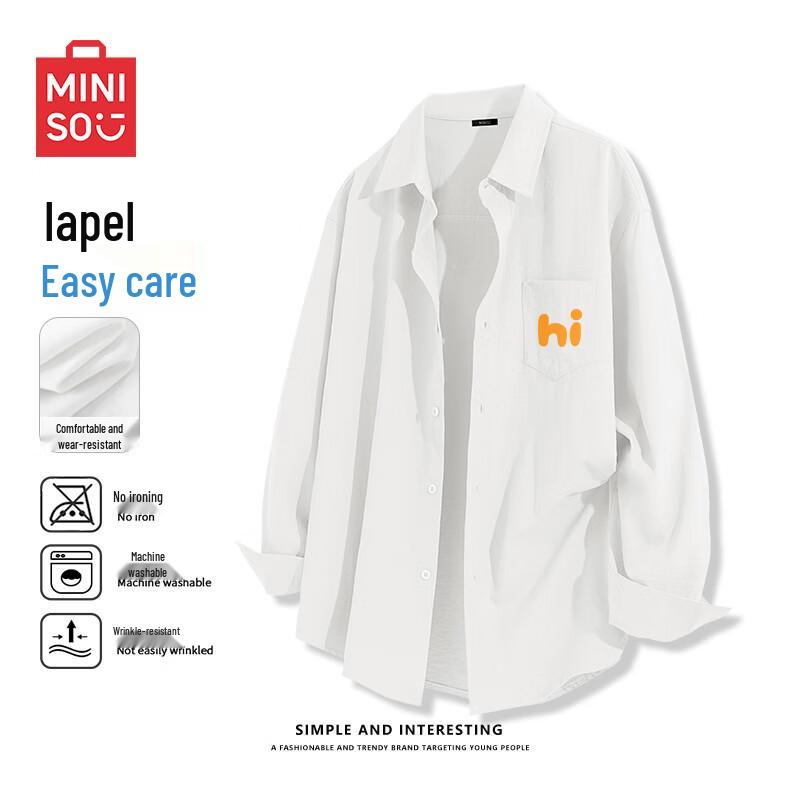 MINISO Men s Ice Silk Long Sleeve Lapel Shirt M