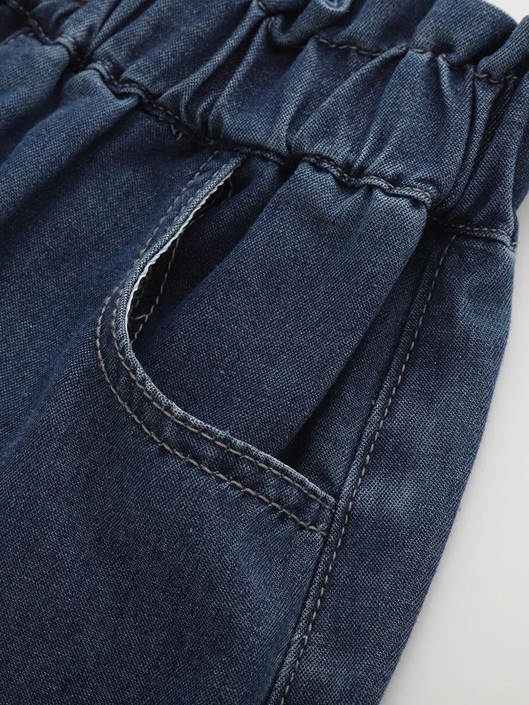 Malwee Girls' Summer Jeans: European & American Style, Elastic Waist, Cute Design for Small To Medium Children