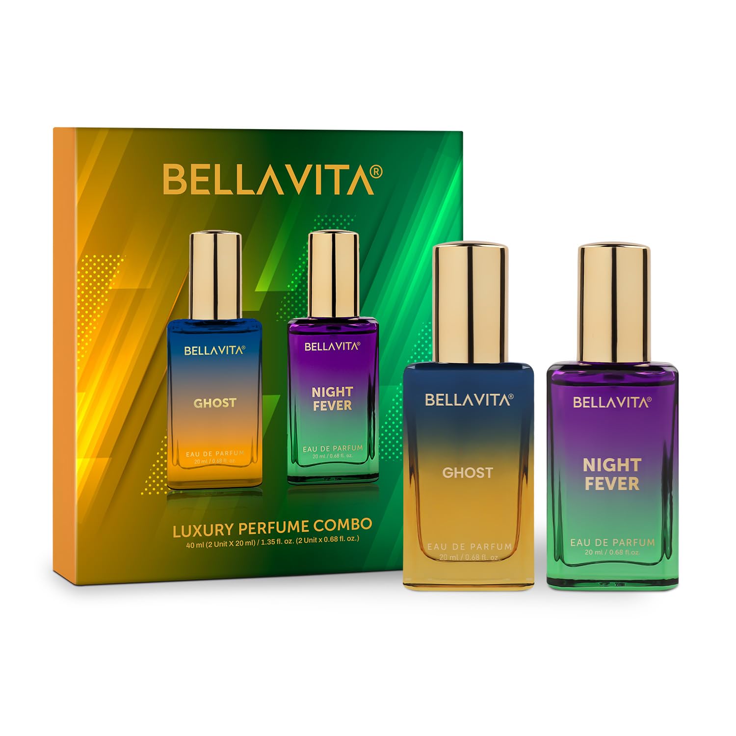 Ghost & Night Fever | Langanhaltendes 2x20ml EDP Parfüm für Mann und Frau | Bergamotte, Zedernholz | Premium Unisex-Duft 2x20ml blue