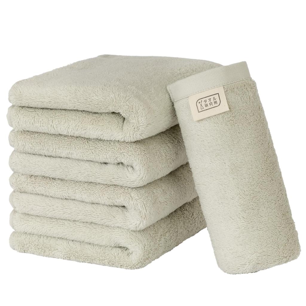 Towel Laboratory Face Ash JapanTechnology [Naturally Soft] #024 Towels, Gray, 5-Piece Set, Soft, Thick, Smooth, Long-Lasting, Fast-Absorbent, Durable,