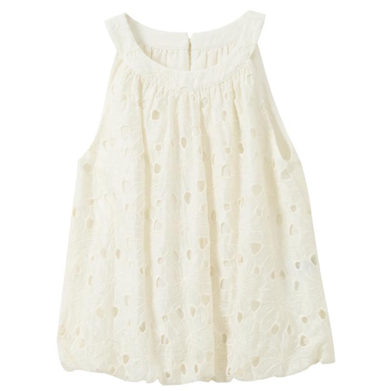 SanCai Lyocell Embroidered Sleeveless Halter Top S