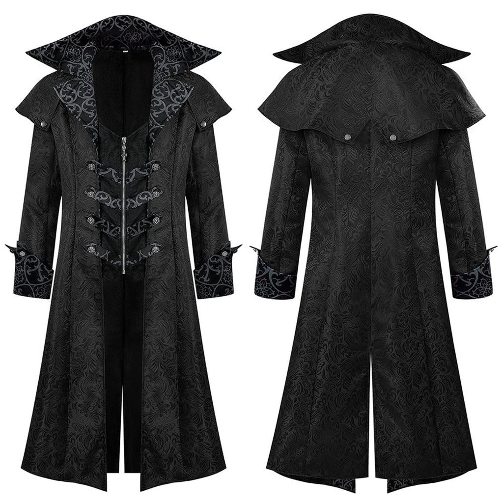 Gothic Halloween Costume with Vintage Dark Pattern for Adults