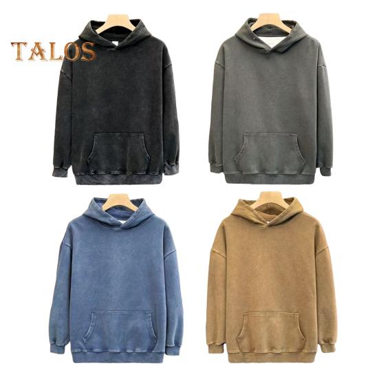 Winter Couple Hoodie Washed Retro Loose Hooded Pullover Long Sleeve Unisex Top Elastic Cuffs Thick Fall Spring Hoodie