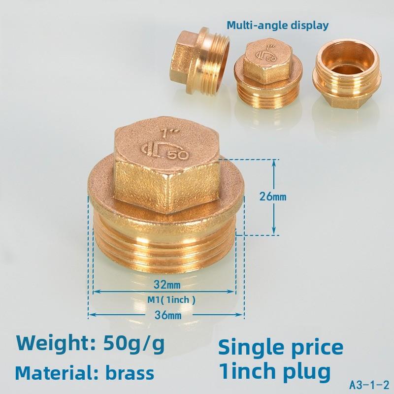 1/2'' 3/4'' 1 Inch Female/maleThread Pipe Cap Plug Copper Water Tube End Cover Plumbing Fitting